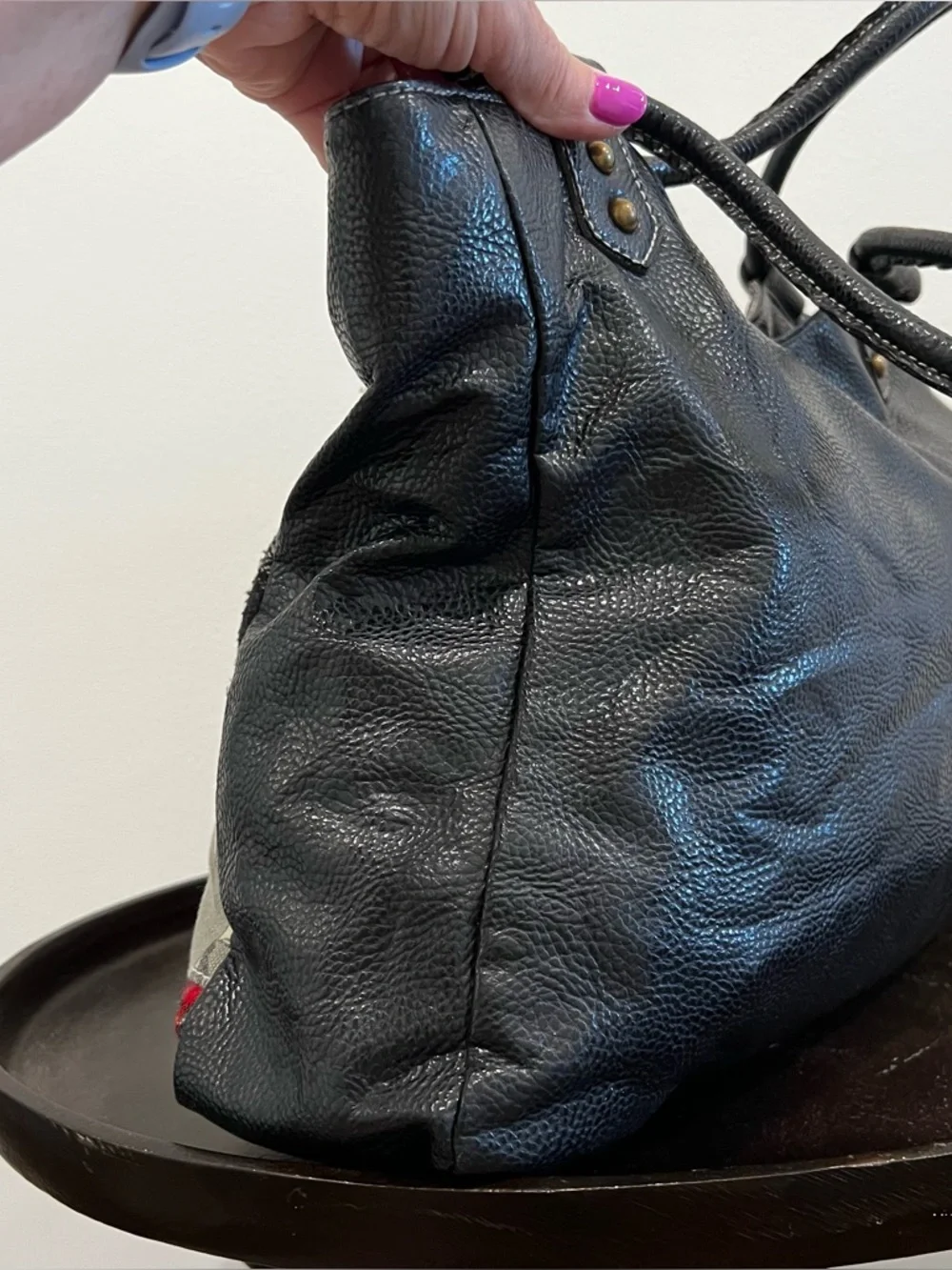 Patchwork Faux Leather Bag in Black and Red by WALL FLOWER WALLFLOWER